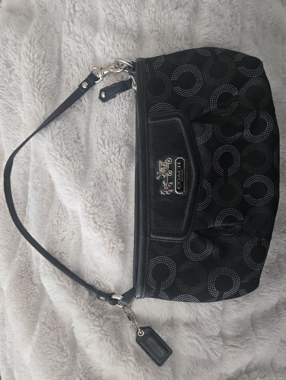 Coach Madison Op Art Pleated Sateen Large Wristlet